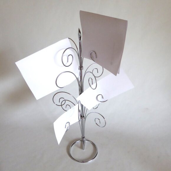 NEW 16” CHRISTMAS SILVER CHROME ORNAMENT GREETING CARD HOLDER DISPLAY STAND - Picture 6 of 6
